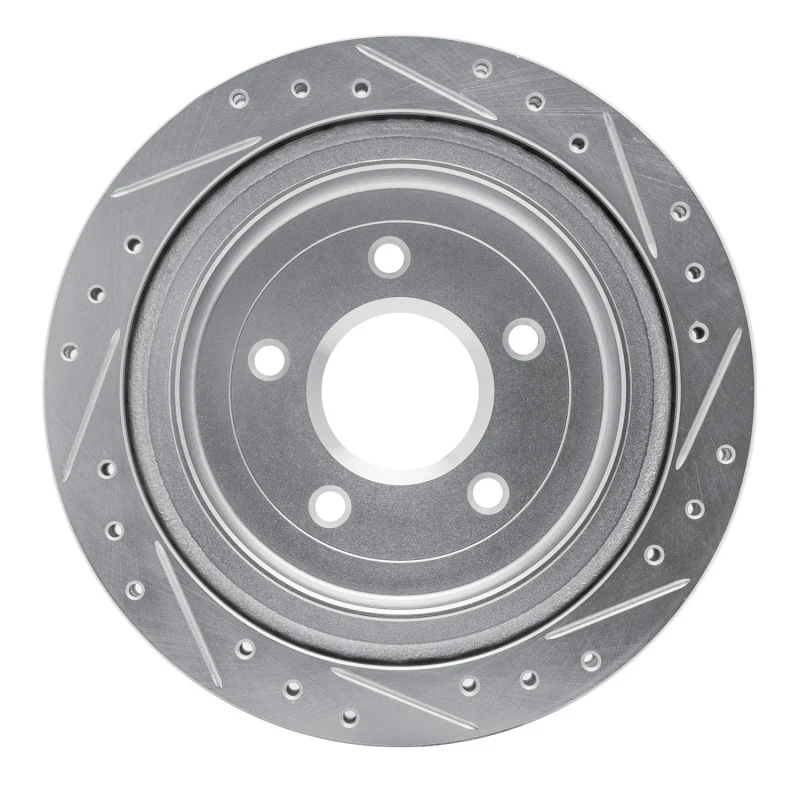 R1 97-13 Cadillac XLR Rear Left Drilled & Slotted Silver Brake Rotor - Image 2