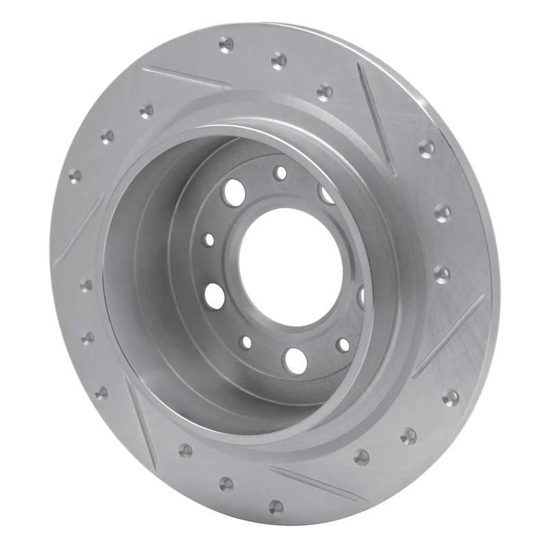 R1 97-98 Volvo S90 Rear Left Drilled & Slotted Silver Brake Rotor - Image 4