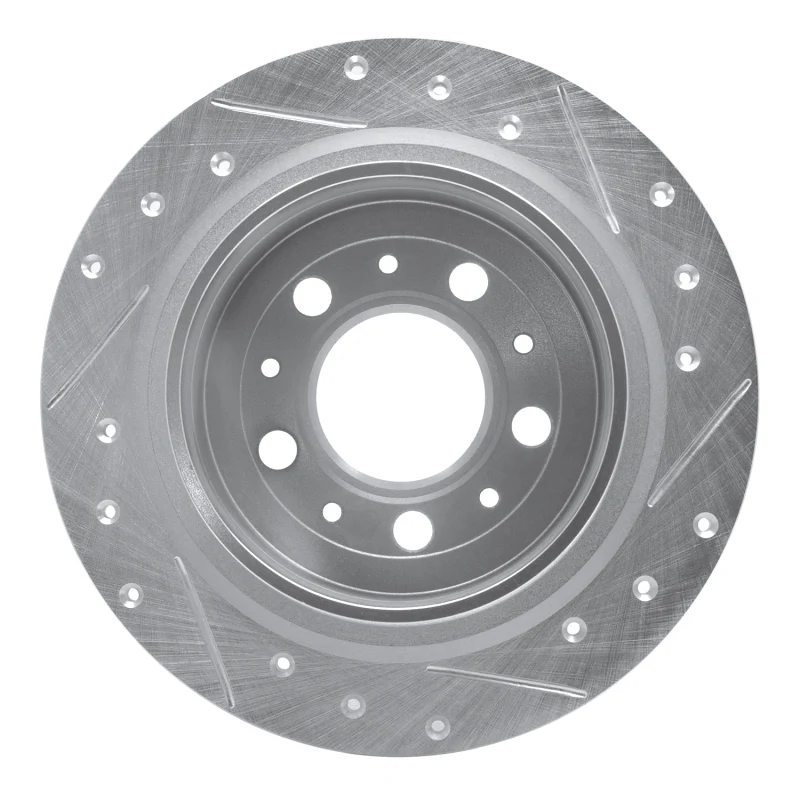 R1 97-98 Volvo S90 Rear Left Drilled & Slotted Silver Brake Rotor - Image 5