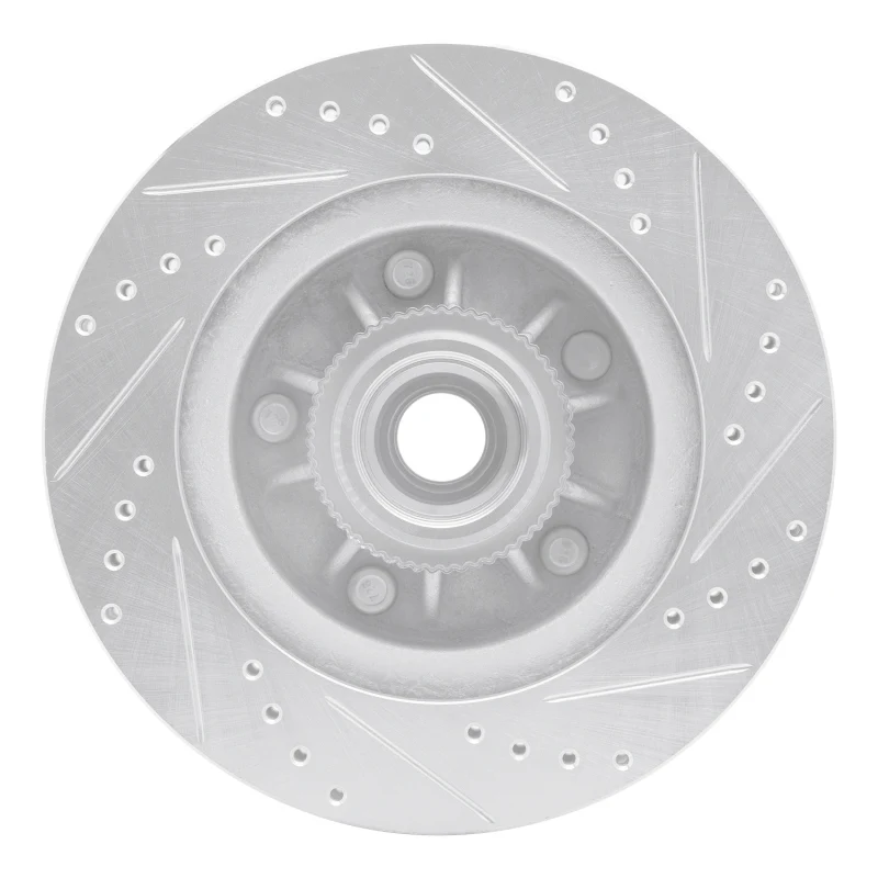 R1 97-99 Ford F-150 RWD Front Left Drilled & Slotted Silver Brake Rotor - Image 2