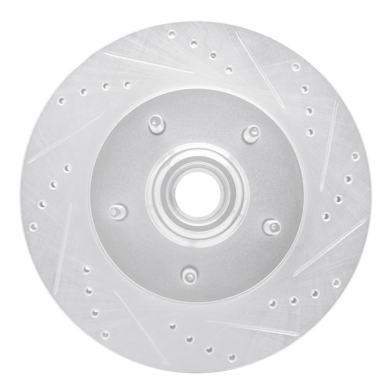 R1 97-99 Ford F-150 RWD Front Right Drilled & Slotted Silver Brake Rotor