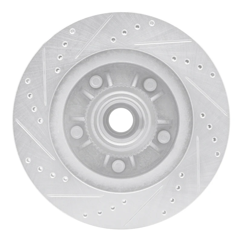 R1 97-99 Ford F-150 RWD Front Right Drilled & Slotted Silver Brake Rotor - Image 5