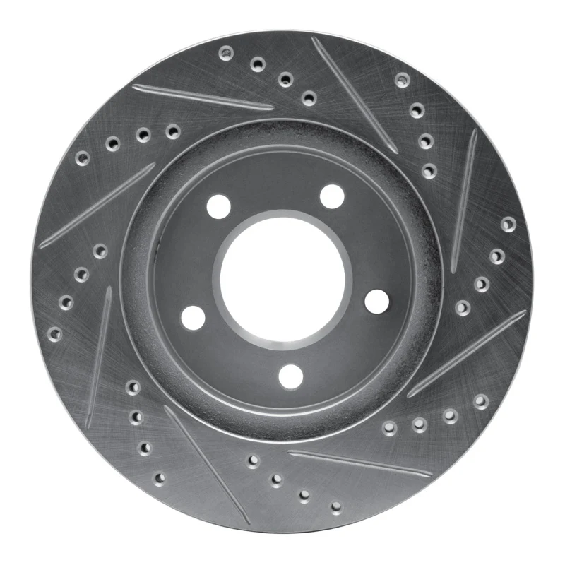 R1 98-00 Chrysler LHS Front Left Drilled & Slotted Silver Brake Rotor - Image 5