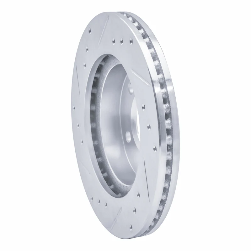 R1 98-00 Chrysler LHS Front Right Drilled & Slotted Silver Brake Rotor - Image 2