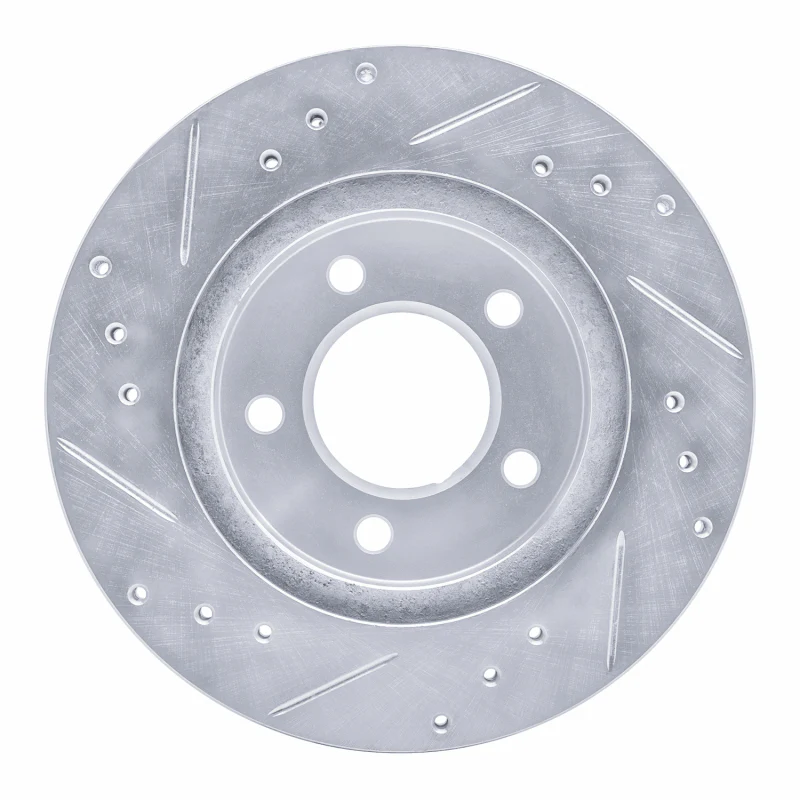 R1 98-00 Chrysler LHS Front Right Drilled & Slotted Silver Brake Rotor - Image 3