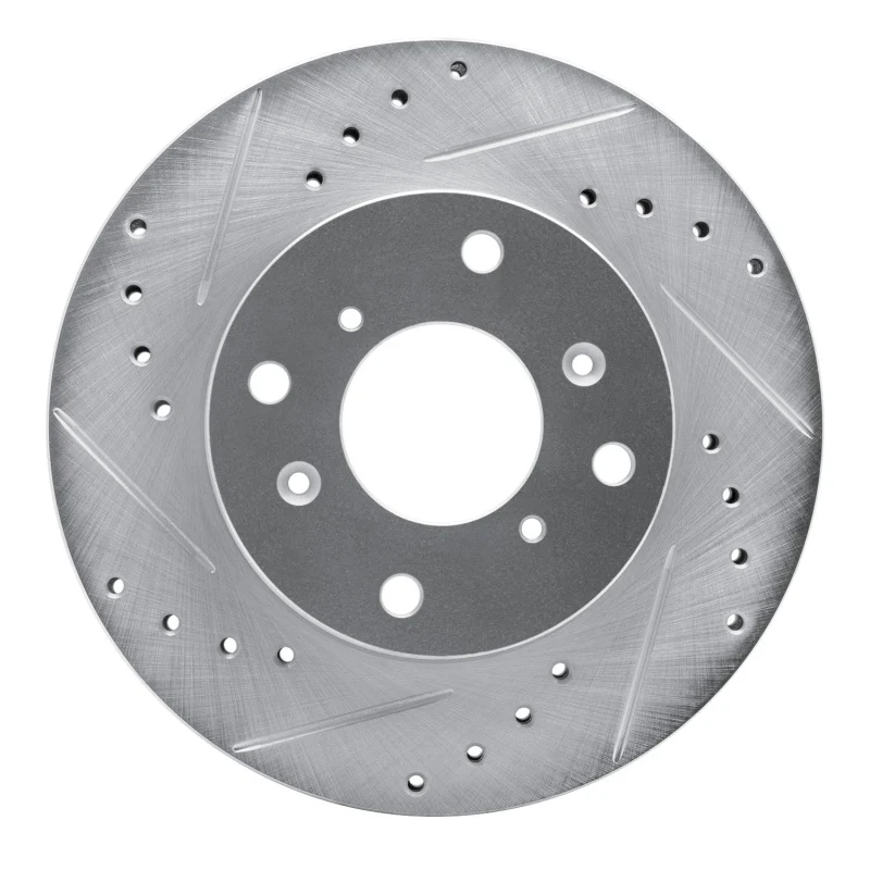 R1 98-02 Acura CL Front Left Drilled & Slotted Silver Brake Rotor