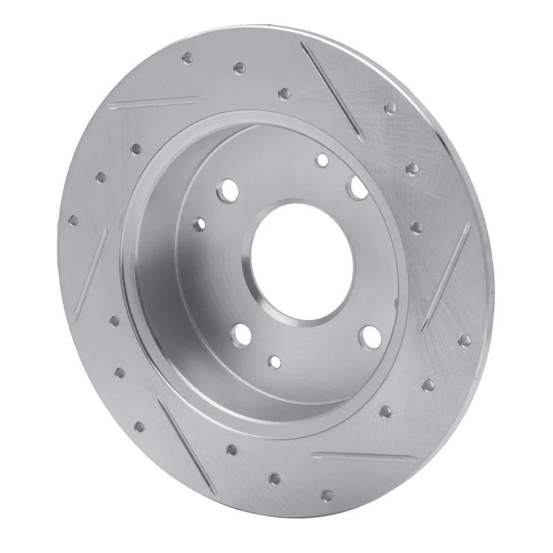 R1 98-02 Acura CL Rear Left Drilled & Slotted Silver Brake Rotor - Image 2