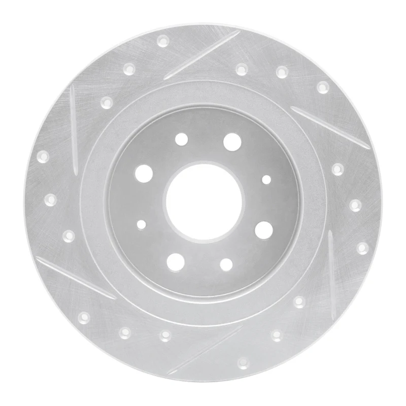 R1 98-03 Kia SEPHIA Rear Right Drilled & Slotted Silver Brake Rotor - Image 2