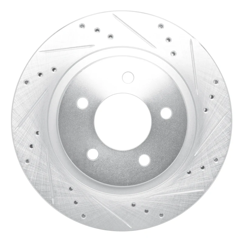 R1 98-04 Chrysler 300M Front Right Drilled & Slotted Silver Brake Rotor