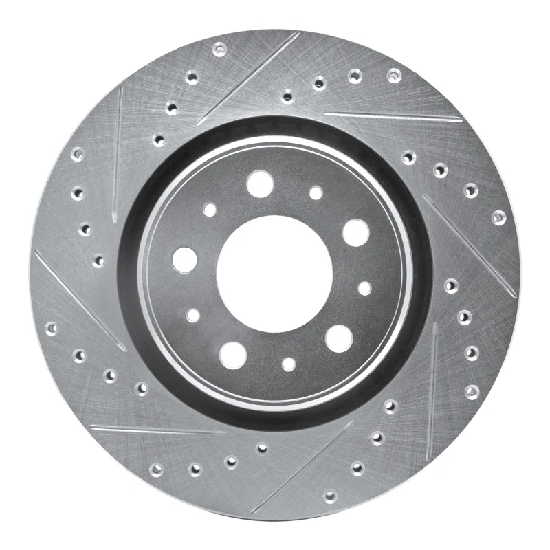 R1 98-04 Volvo C70 Front Left Drilled & Slotted Silver Brake Rotor