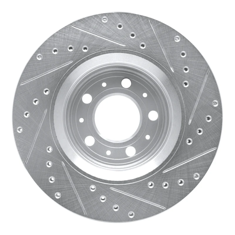 R1 98-04 Volvo C70 Front Left Drilled & Slotted Silver Brake Rotor - Image 2