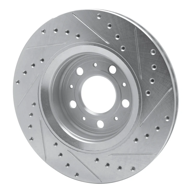 R1 98-04 Volvo C70 Front Left Drilled & Slotted Silver Brake Rotor - Image 4