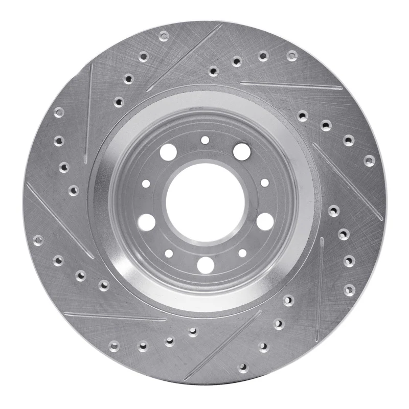 R1 98-04 Volvo C70 Front Right Drilled & Slotted Silver Brake Rotor - Image 2