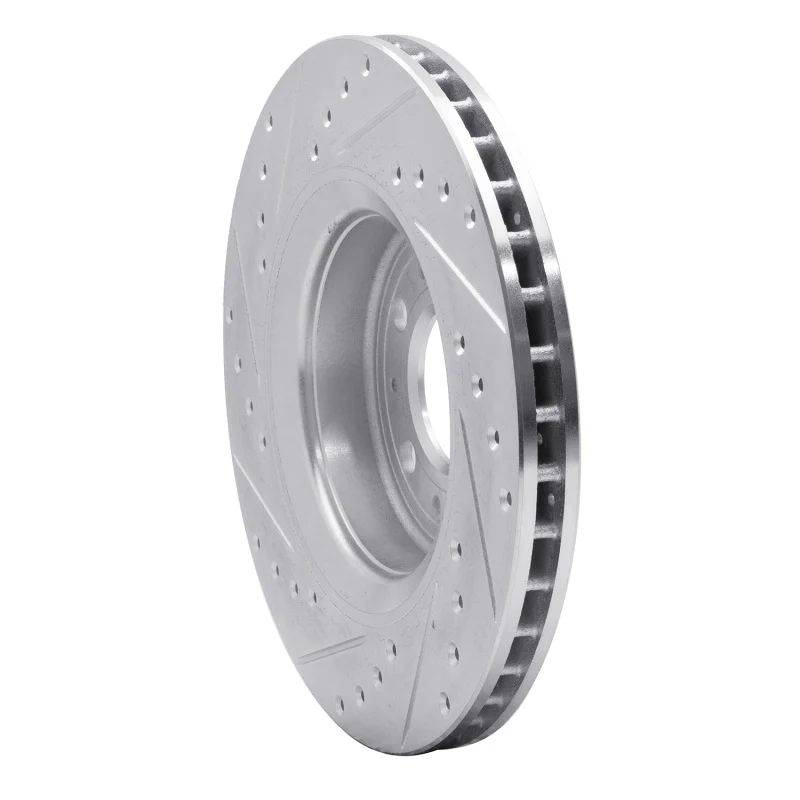 R1 98-04 Volvo C70 Front Right Drilled & Slotted Silver Brake Rotor - Image 3