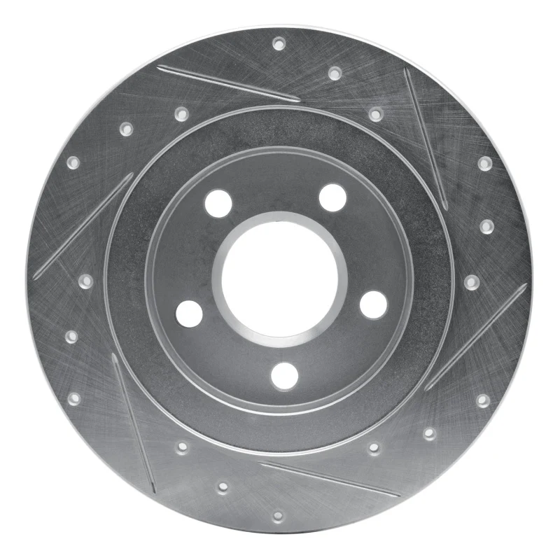 R1 98-05 Buick Park Avenue Rear Left Drilled & Slotted Silver Brake Rotor - Image 4