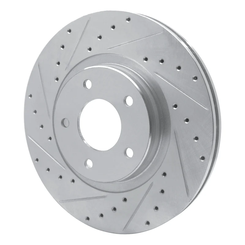R1 98-06 Jaguar XJR Front Left Drilled & Slotted Silver Brake Rotor - Image 2