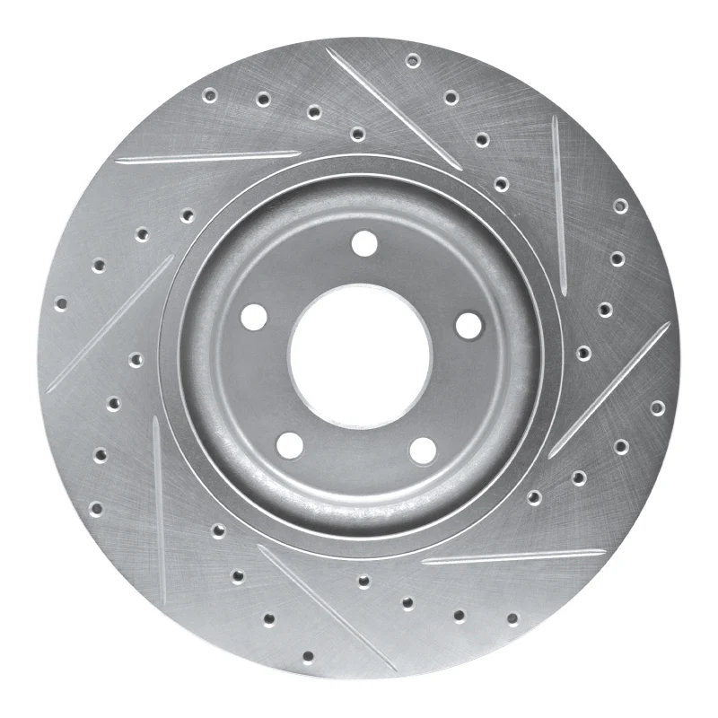 R1 98-06 Jaguar XJR Front Left Drilled & Slotted Silver Brake Rotor - Image 4