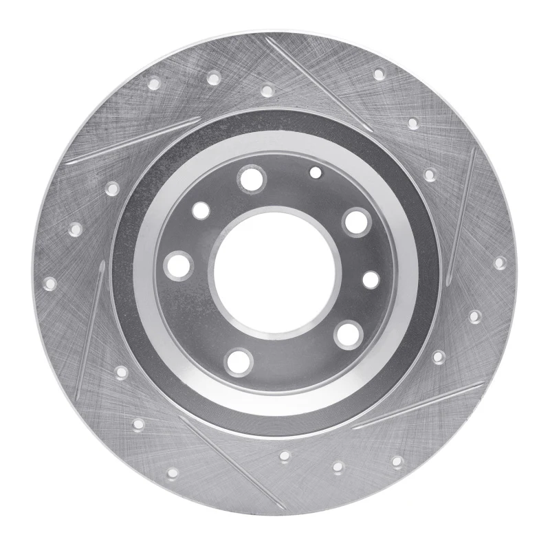 R1 98-15 Ford Fusion Rear Left Drilled & Slotted Silver Brake Rotor - Image 3