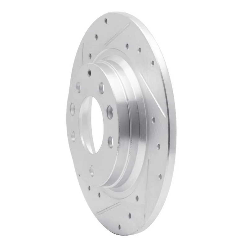 R1 98-15 Ford Fusion Rear Left Drilled & Slotted Silver Brake Rotor - Image 4