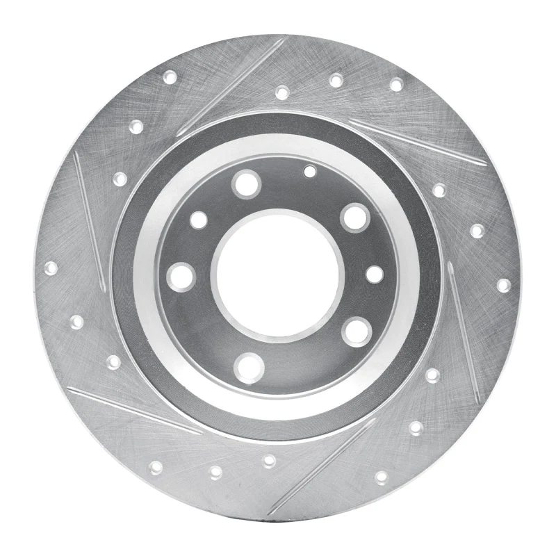 R1 98-15 Ford Fusion Rear Right Drilled & Slotted Silver Brake Rotor - Image 2