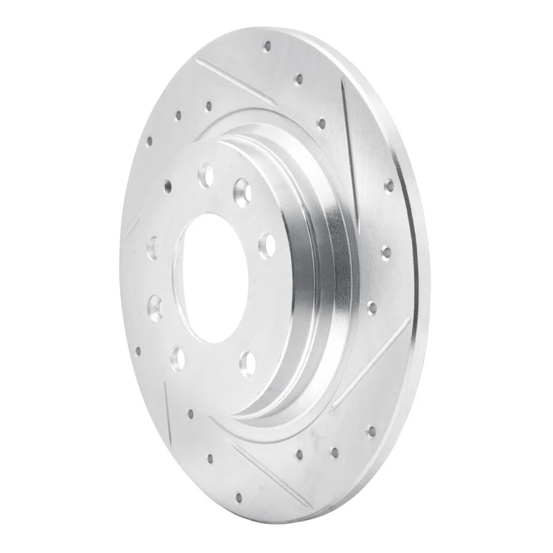 R1 98-15 Ford Fusion Rear Right Drilled & Slotted Silver Brake Rotor - Image 3