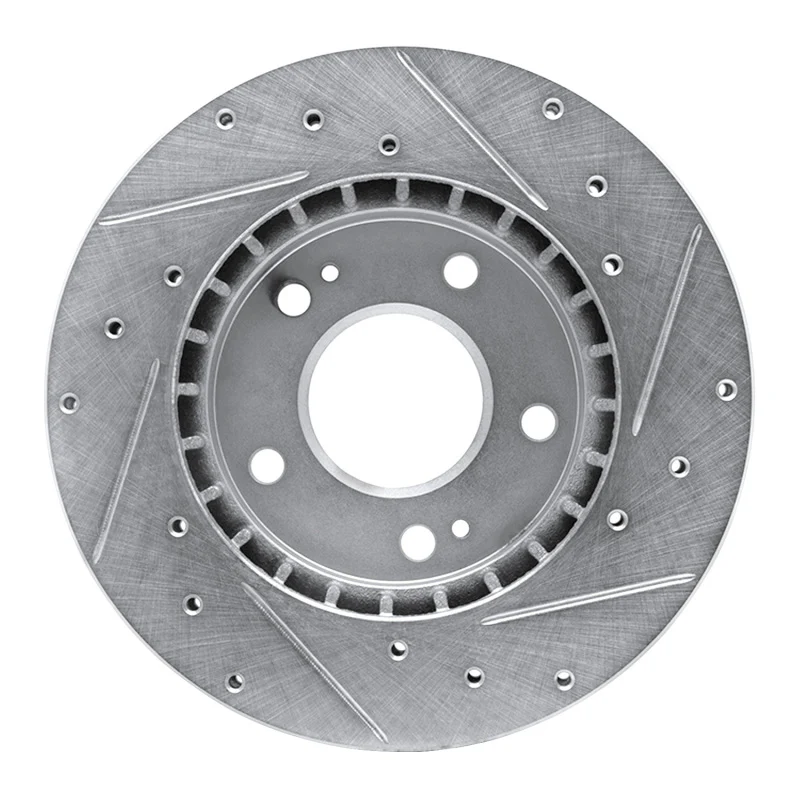 R1 98-98 Eagle TALON Front Left Drilled & Slotted Silver Brake Rotor - Image 2