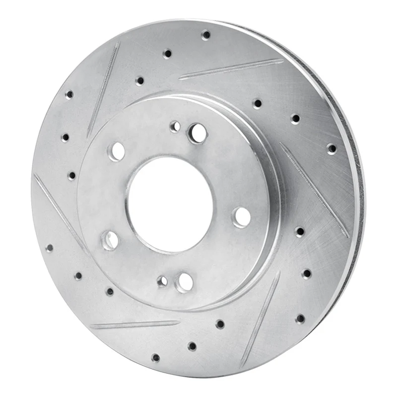 R1 98-98 Eagle TALON Front Left Drilled & Slotted Silver Brake Rotor - Image 3