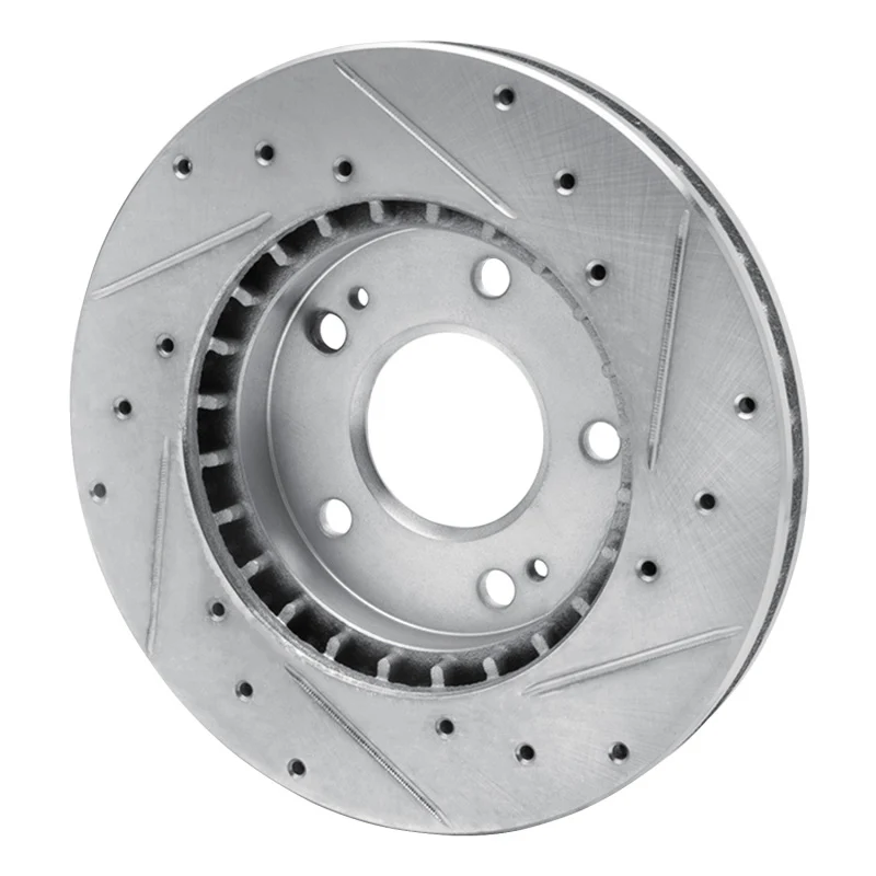 R1 98-98 Eagle TALON Front Left Drilled & Slotted Silver Brake Rotor - Image 4