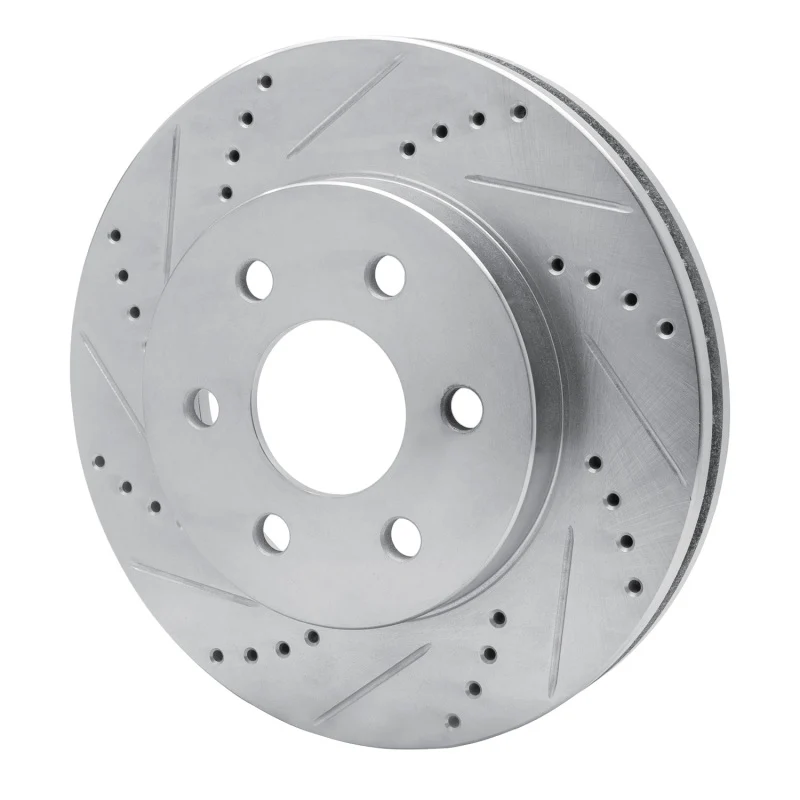 R1 98-99 Cadillac DEVILLE Front Left Drilled & Slotted Silver Brake Rotor - Image 2
