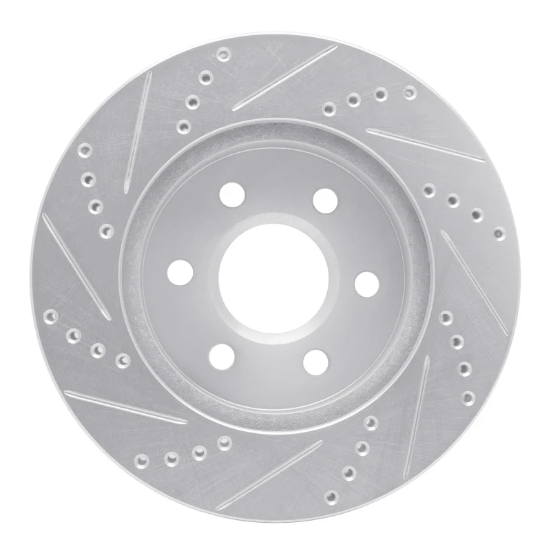 R1 98-99 Cadillac DEVILLE Front Right Drilled & Slotted Silver Brake Rotor - Image 2