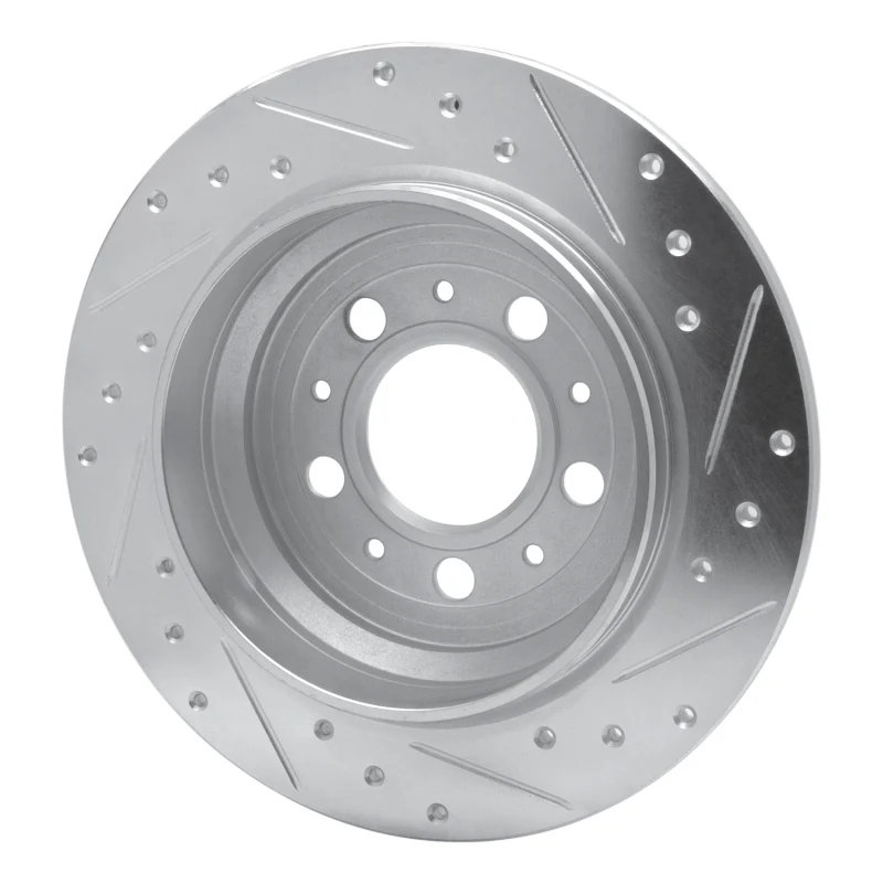 R1 99-00 Volvo V70 Rear Left Drilled & Slotted Silver Brake Rotor - Image 2