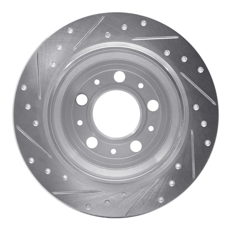 R1 99-00 Volvo V70 Rear Right Drilled & Slotted Silver Brake Rotor - Image 2