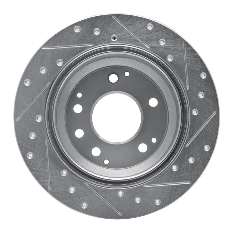 R1 99-01 Acura RL Rear Left Drilled & Slotted Silver Brake Rotor - Image 3