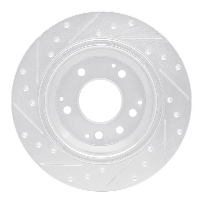 R1 99-01 Acura RL Rear Right Drilled & Slotted Silver Brake Rotor - Image 3