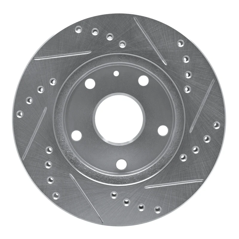 R1 99-02 Daewoo Leganza Front Left Drilled & Slotted Silver Brake Rotor - Image 2