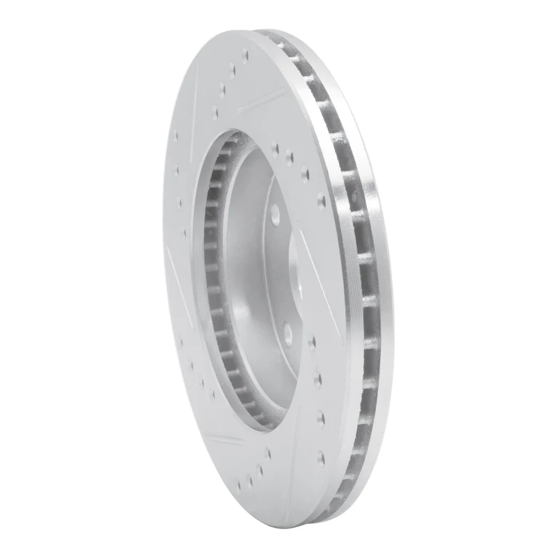 R1 99-02 Daewoo Leganza Front Right Drilled & Slotted Silver Brake Rotor - Image 2
