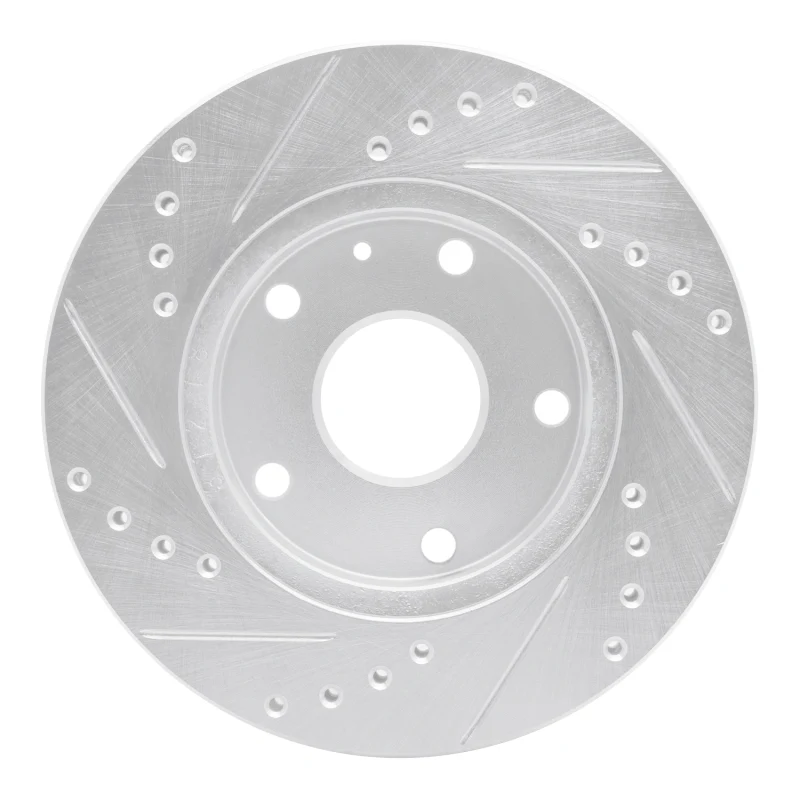 R1 99-02 Daewoo Leganza Front Right Drilled & Slotted Silver Brake Rotor - Image 4