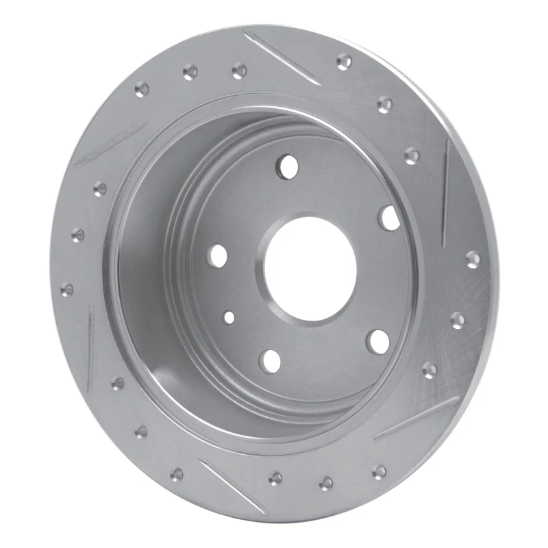 R1 99-02 Daewoo Leganza Rear Left Drilled & Slotted Silver Brake Rotor - Image 3