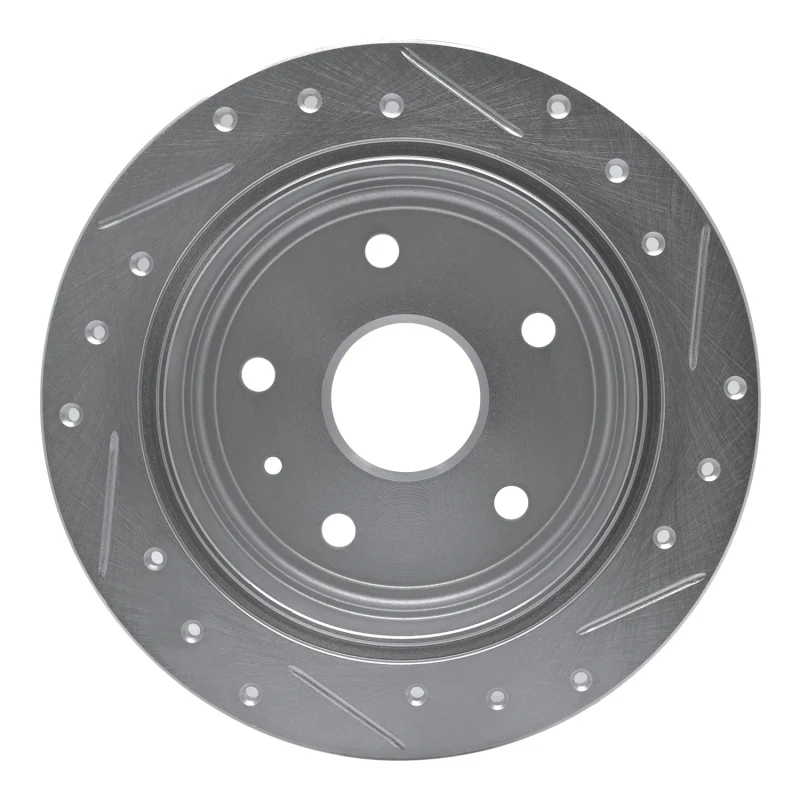 R1 99-02 Daewoo Leganza Rear Left Drilled & Slotted Silver Brake Rotor - Image 5