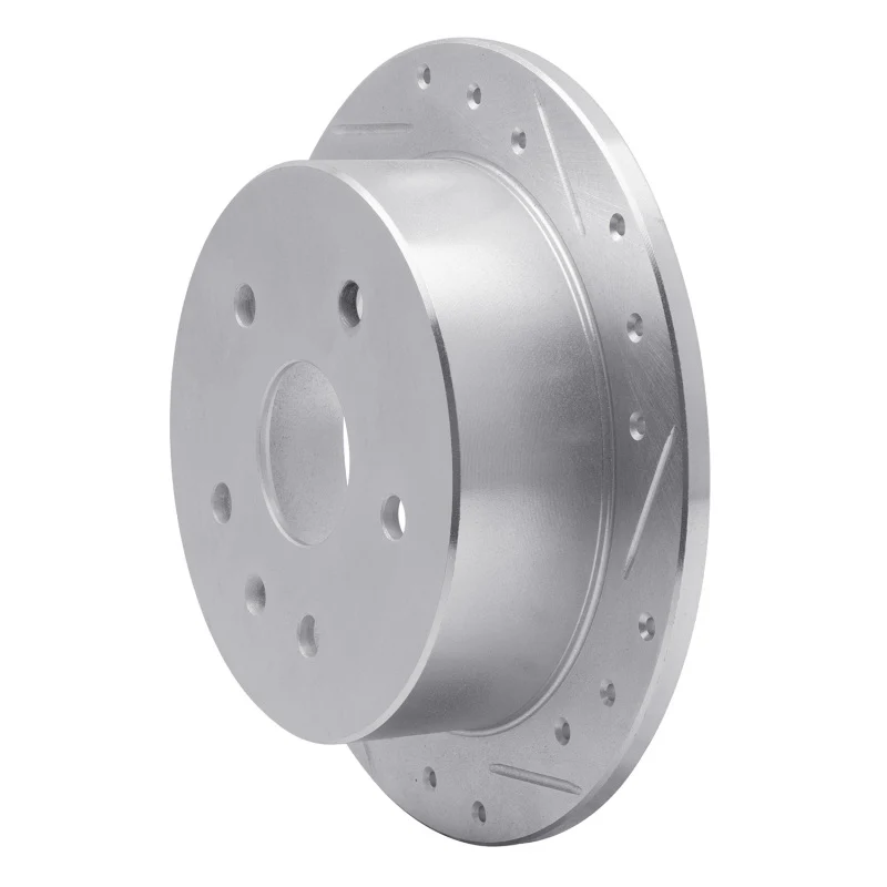 R1 99-02 Daewoo Leganza Rear Right Drilled & Slotted Silver Brake Rotor - Image 3