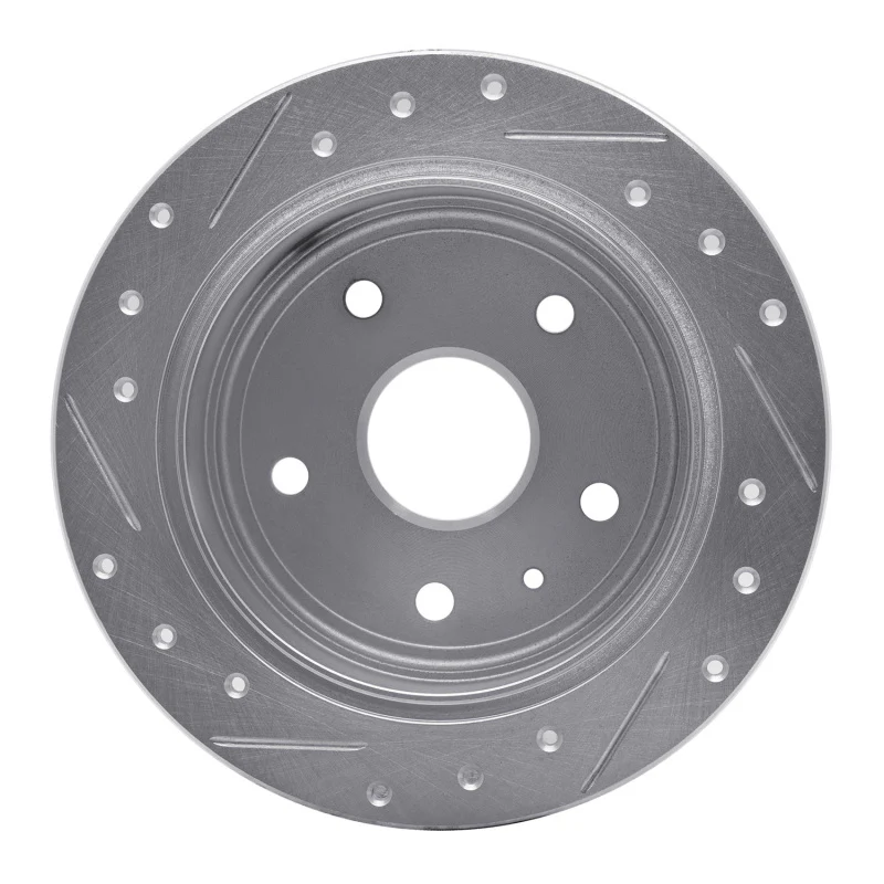 R1 99-02 Daewoo Leganza Rear Right Drilled & Slotted Silver Brake Rotor - Image 5