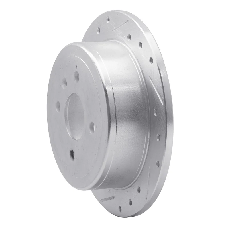 R1 99-02 Daewoo Nubira Rear Left Drilled & Slotted Silver Brake Rotor - Image 2