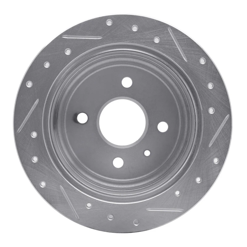 R1 99-02 Daewoo Nubira Rear Left Drilled & Slotted Silver Brake Rotor - Image 5