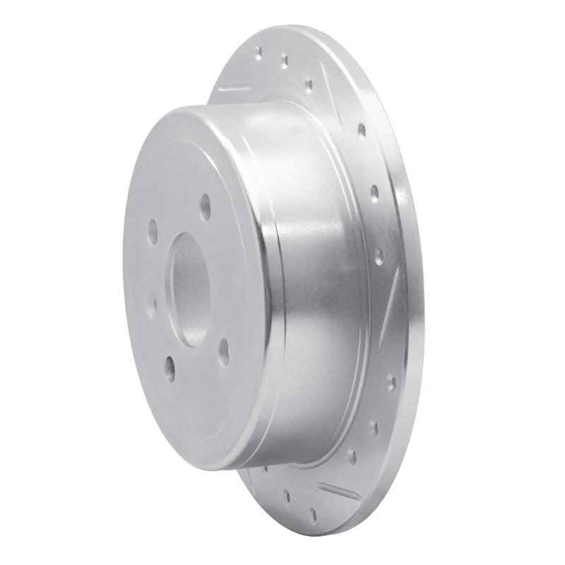 R1 99-02 Daewoo Nubira Rear Right Drilled & Slotted Silver Brake Rotor - Image 4