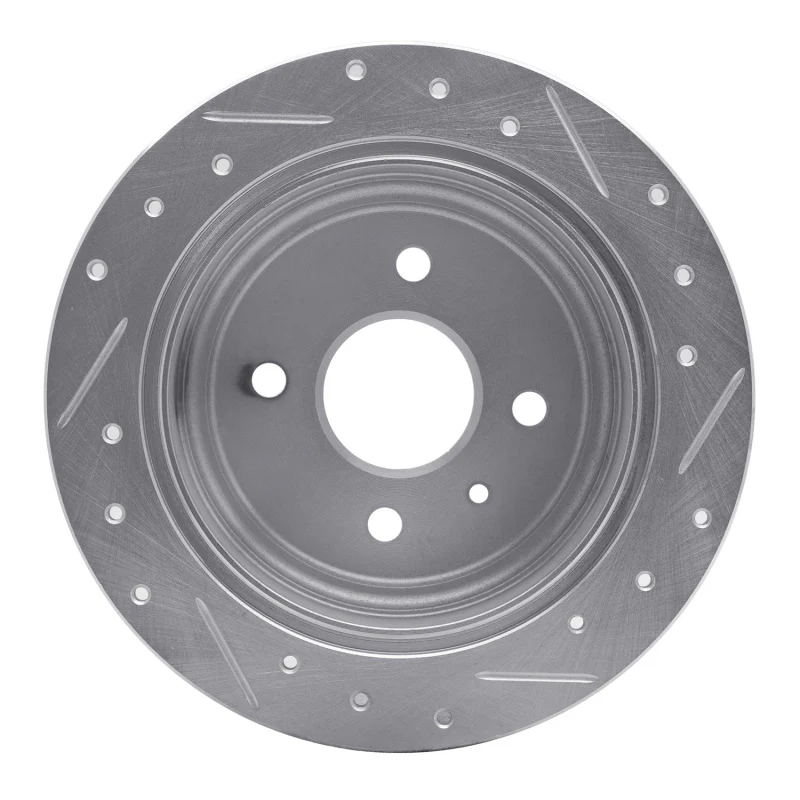 R1 99-02 Daewoo Nubira Rear Right Drilled & Slotted Silver Brake Rotor - Image 5