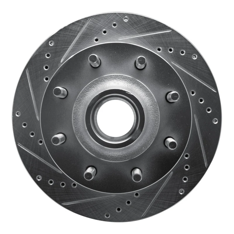 R1 99-02 Ford Excursion Front Left Drilled & Slotted Silver Brake Rotor