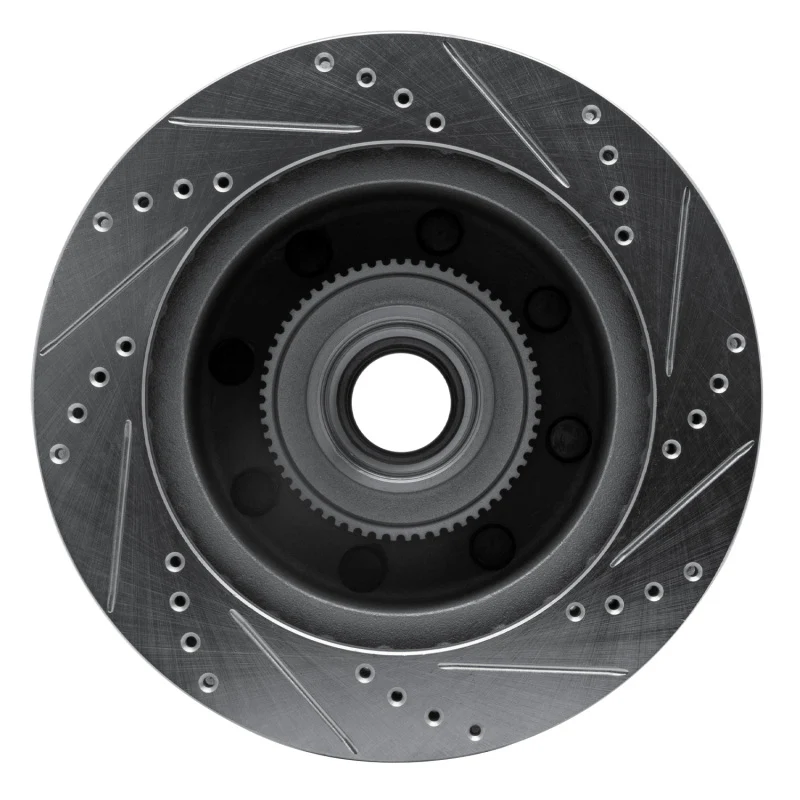 R1 99-02 Ford Excursion Front Left Drilled & Slotted Silver Brake Rotor - Image 2