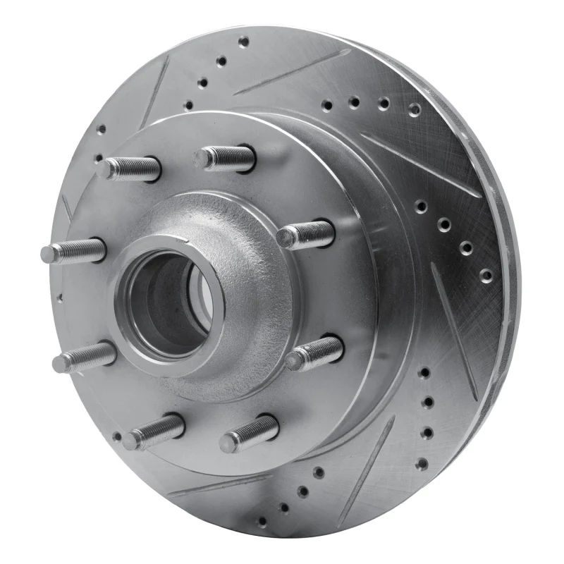 R1 99-02 Ford Excursion Front Left Drilled & Slotted Silver Brake Rotor - Image 4
