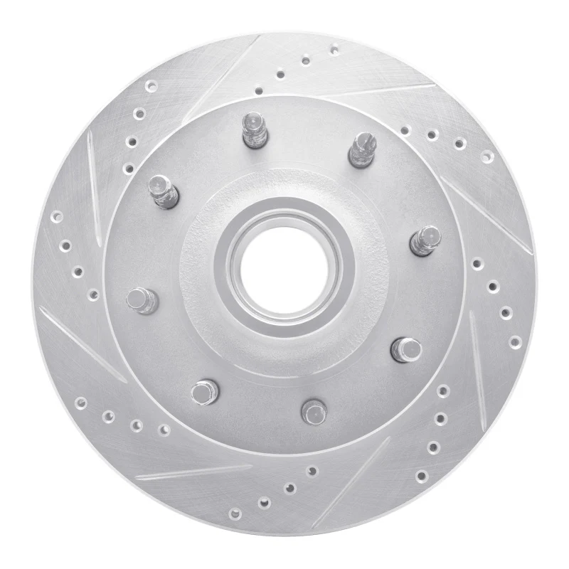R1 99-02 Ford F-350 Super Duty 2WD Front Left Drilled & Slotted Silver Brake Rotor