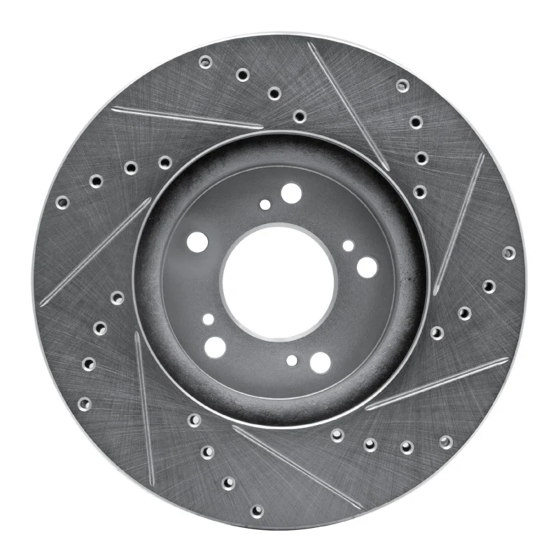 R1 99-04 Acura RL Front Left Drilled & Slotted Silver Brake Rotor - Image 2